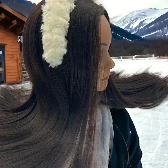 Ivory Soft Faux Fur 2" Headband Handcrafted Chic Designer Hair Accessory - Picture 6 of 6